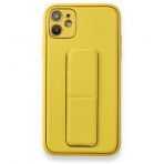 Alan Şanslı iPhone 12 Sarı Coco Deri Standlı Kapak
