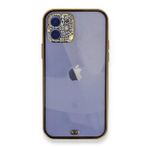Alan Şanslı iPhone 12 Siyah Liva Taşlı Silikon Kılıf