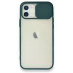 Alan Şanslı iPhone 12 Yeşil Palm Buzlu Kamera Sürgülü Silikon Kılıf