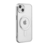 Alan Şanslı iPhone 14 Plus Magneticsafe Lazer Gümüş Silikon Kılıf