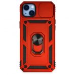 Alan Şanslı iPhone 14 Plus Pars Lens Yüzüklü Kırmızı Silikon Kılıf