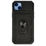 Alan Şanslı iPhone 14 Plus Pars Lens Yüzüklü Siyah Silikon Kılıf