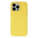 Alan Şanslı iPhone 14 Pro Nano İçi Kadife Sarı Silikon Kılıf