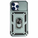 Alan Şanslı iPhone 14 Pro Pars Lens Yüzüklü Silikon Yeşil Kılıf