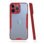 Alan Şanslı iPhone 14 Pro Platin Silikon Kırmızı Kılıf