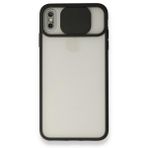 Alan Şanslı iPhone Xs Max Palm Buzlu Kamera Sürgülü Siyah Silikon Kılıf