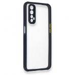Alan Şanslı Realme 7 Miami Şeffaf Silikon Lacivert Kılıf
