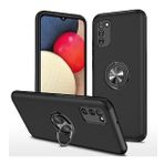 Alan Şanslı Samsung Galaxy A02S Elit Yüzüklü Kapak Siyah Kılıf