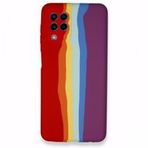 Alan Şanslı Samsung Galaxy A22 Ebruli Lansman Silikon Kırmızı Mor Kılıf