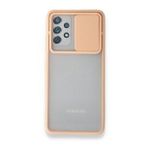 Alan Şanslı Samsung Galaxy A52 Palm Buzlu Kamera Sürgülü Silikon Pembe Kılıf