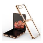 Alan Şanslı Samsung Galaxy Z Flip 4 Fold Element Kapak Gold Cep Telefonu Kılıfı