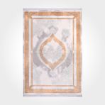 Alana Gri Çerçeveli Bambu Modern Geometrik Etnik Desenli Boho Makinada Yıkanabilir Hav Toz Vermez Leke Tutmaz Kaymaz Taban Dijital Makine Baskı Halı Oturma Odası Salon Yolluk Koridor Mutfak Halısı