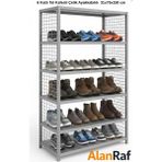 Alanraf 6 Katlı Galvaniz Tel Kafesli Çelik Ayakkabılık Rafı 31X75X200 cm Uzun Ömürlü - Gri