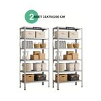 ALANRAF Çelik Raf 6 Katlı 2 Adet 31x75x200 Raf Sistemleri, Depo rafı, Arşiv rafı, Kiler rafı, Çok Amaçlı Raf