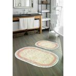 Alanur Home 1376-eko-klozet-oval-K-S-Oval Eko Trend Djt 2 Li Yıkanabilir Taban Oval Banyo Paspas 1376 Klasik Koyu Pembe (60 X 100 - 50 X 60)