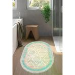 Alanur Home 1376-Trend-Banyo-Oval Eko Trend Djt Banyo Paspası Yıkanabilir Kaymaz Taban 1376 Oval Klasik Turkuaz