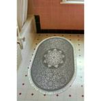 Alanur Home 1448-Trend-Banyo-Oval Eko Trend Djt Banyo Paspası Yıkanabilir Kaymaz Taban 1448 Oval Osmanlı Gümüş