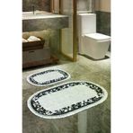 Alanur Home 1495-eko-klozet-oval-2-K-S-Oval Eko Trend Djt 2 Li Yıkanabilir Kaymaz Taban Oval Banyo Paspas 1495 Modern Siyah (50 X 80 - 40 X 50)
