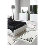 Alanur Home 1919-yatak-3-pcs-K-S Eko Trend Djt Yıkanabilir Kaymaz Taban 3 Lü Yatak Odası Takımı 1919 Modern Gri Siyah