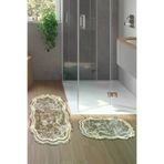 Alanur Home 203-ipek-klozet-1-D-Figürlü-Standart Lazer Kesim Djt 2 Li Yıkanabilir Kaymaz Taban Banyo Paspas Klozet Takımı 203 Figürlü Bej