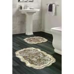 Alanur Home 203-ipek-klozet-1-D-Figürlü-Standart Lazer Kesim Djt 2 Li Yıkanabilir Kaymaz Taban Banyo Paspas Klozet Takımı 203 Figürlü Kahve