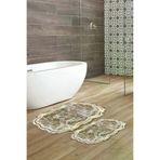 Alanur Home 203-ipek-klozet-2-D-Figürlü-Standart Lazer Kesim Djt 2 Li Yıkanabilir Kaymaz Taban Banyo Paspas Klozet Takımı 203 Figürlü Bej