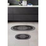 Alanur Home 410602-O Alanur Trend Kaymaz Taban Oval Saçaklı Dijital Banyo 2'li Klozet Takımı Siyah