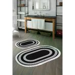 Alanur Home 650M-eko-klozet-oval-2-K-S-Oval Eko Trend Djt 2 Li Yıkanabilir Kaymaz Taban Oval Banyo Paspas 650M Modern Siyah (50 X 80 - 40 X 50)
