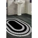 Alanur Home 650M-Trend-Banyo-Oval Eko Trend Djt Banyo Paspası Yıkanabilir Kaymaz Taban 650M Oval Modern Siyah