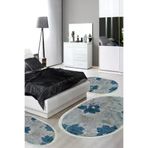 Alanur Home 660M-yatak-3-pcs-oval-K-S-Oval Eko Trend Djt Yıkanabilir Kaymaz Taban Oval 3 Lü Yatak Odası Takımı 660M Suluboya Mavi