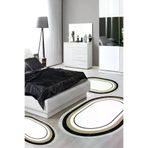 Alanur Home 673M-yatak-3-pcs-oval-K-S-Oval Eko Trend Djt Yıkanabilir Kaymaz Taban Oval 3 Lü Yatak Odası Takımı 673M Bordürlü Krem