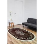 Alanur Home 700616-D-O Bordo Yıldız Kaymaz Deri Tabanlı Saçaklı Dijital Oval Halı