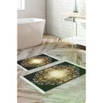 Alanur Home 759-eko-klozet-2-K-S Eko Trend Djt 2 Li Yıkanabilir Kaymaz Taban Banyo Paspas 759 Patchwork Siyah (50 X 80 - 40 X 50)