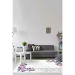 Alanur Home 900625-P-S Alanur Star Pamuk Tabanlı Saçaklı Dijital Halı Mürdüm