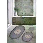 Alanur Home Akasya Saçaklı Welsoft Dantelli 3'lü Banyo Klozet Takımı Gri