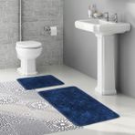 Alanur Home Alanur Damaks Cotton Eskitme 2'li Paspas Seti Klozet Takımı Lacivert