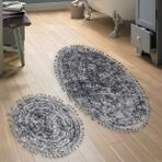 Alanur Home Alanur Osmanlı Oval Cotton Saçaklı 2 Li Paspas Eskitme Gri