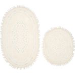 Alanur Home Alanur Osmanlı Oval Cotton Saçaklı 2 Li Paspas Krem