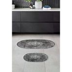 Alanur Home Alanur Trend Kaymaz Taban Oval Saçaklı Dijital Banyo 2'li Klozet Takımı Gri 410616-O