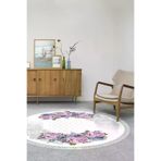 Alanur Home Alanur Trend Keçe Tabanlı Saçaklı Dijital Halı Yuvarlak Mürdüm 400625-K-S-Yuvarlak