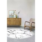 Alanur Home Alanur Yıldız Deri Tabanlı Saçaklı Dijital Yuvarlak Beyaz Renkli 100x100 cm Salon Halı