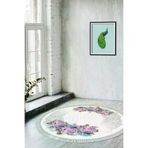 Alanur Home Alanur Yıldız Deri Tabanlı Saçaklı Dijital Yuvarlak Mürdüm Renkli 100x100 cm Salon Halı