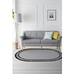 Alanur Home Alanur Yıldız Kaymaz Deri Tabanlı Saçaklı Dijital Oval Gri? Halı 700603-D-O