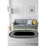 Alanur Home Alanur Yıldız Kaymaz Deri Tabanlı Saçaklı Dijital Siyah 80x150 cm Salon Halı