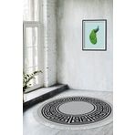 Alanur Home Alanur Yıldız Kaymaz Deri Tabanlı Saçaklı Dijital Yuvarlak Gri 100x100 cm Salon Halı