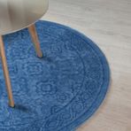 Alanur Home Aspendos Eskitme Mavi Cotton 120x120 cm Yuvarlak Halı