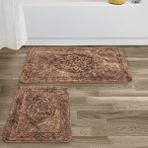 Alanur Home Damaks Cotton Eskitme 2'li Paspas Seti Klozet Takımı Kahve - Kahverengi