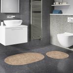 Alanur Home Damaks Oval Cotton Eskitme 2'li Paspas Seti Klozet Takımı Açık Kahve