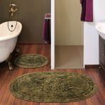 Alanur Home Damaks Oval Cotton Eskitme 2'li Paspas Seti Klozet Takımı Kahve - Kahverengi