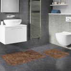 Alanur Home Domino Cotton Eskitme 2'li Paspas Seti Klozet Takımı Kahve